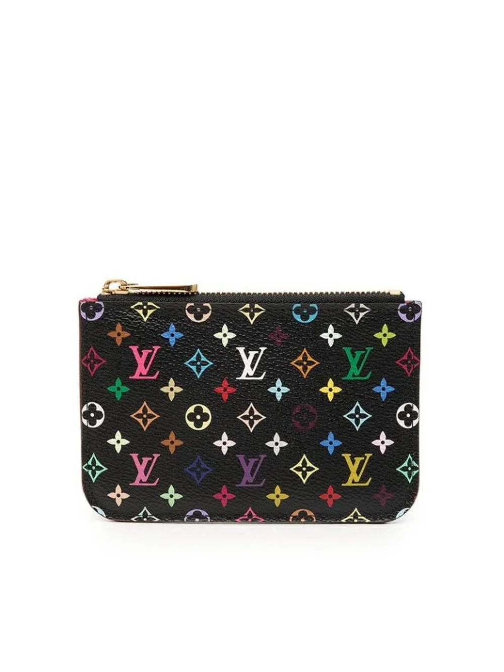 Louis Vuitton Monogram Multicolor Pochette Cles Coin Case Noir Black Leather